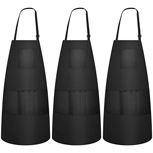 FaHaner Cobbler Aprons for Women with 6 Pockets Waterprooft Hairstylist Aprons 3 Pack Barber Apron with Long Ties Cooking Apron for Men, Women, Chef, Kitchen and Cafe Use