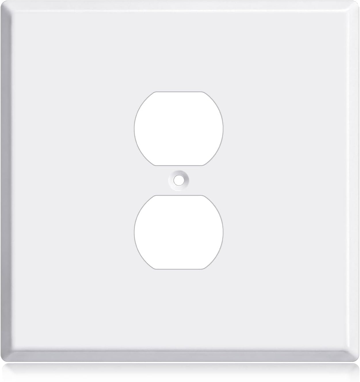 Kingdder 1 Pack Oversized Metal Outlet Cover, Large 5.5" x 5.5" | 2 Gang Jumbo Wall Plate for Centered Duplex Receptacle, White Stainless Steel Faceplate, Fit for Drywall Repair & Renovation