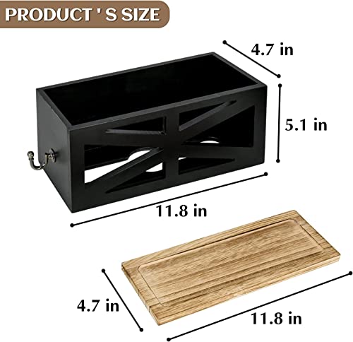 Solid Wood Paper Towel Dispenser Wall Mounted, Paper Towel Holder Wall Mount With Lid, Commercial C-Fold, Z-Fold, Trifold Hand Paper Towel Holder Dispenser, Napkin Holder With Metal Hooks For Kitchen #TOP1