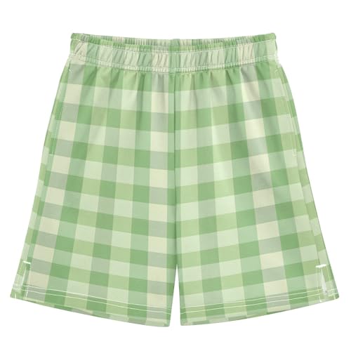 Classic Plaid Shorts for Boys Summer Athletic Pants Big Kids Sports Baseball Shorts with Pockets 7-15Y2