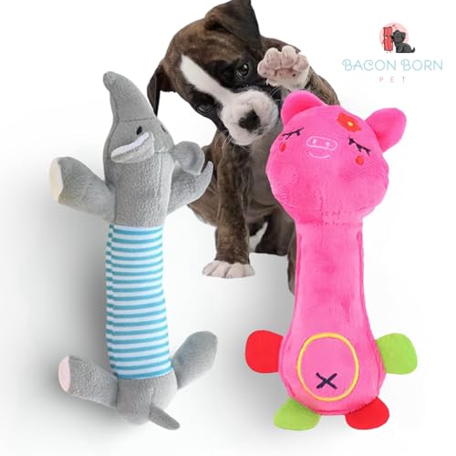 Kit 2 Brinquedo Pet Mordedor Pelucia Ursinho Som Cachorro Gato (Elef. Rosa/Elef. Cinza)