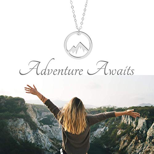 Mountain Necklace - Dainty Circle Silver Mountain Necklace For Women, Jewelry Gift For Outdoor Lovers, Hikers, Skiers, Climbers, And Nature Lovers #TOP2