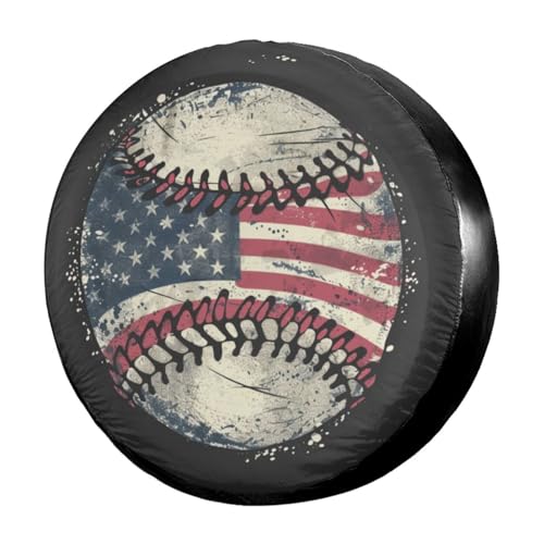 Image of Delerain Spare Tire Cover Baseball American Flag Wheel Covers Waterproof Dust-Proof UV Sun Universal Fit for Trailer RV SUV Truck and Many Vehicle (17 Inch for Diameter 31 inch-33 inch)
