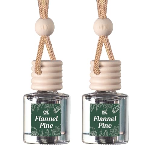Image of C&E Craft Co Hanging Car Air Freshener Diffuser 2 Pack, Long Lasting Fragrance Oil Car Freshener, Glass Bottle Auto Air Freshener, Made in USA (Flannel Pine)
