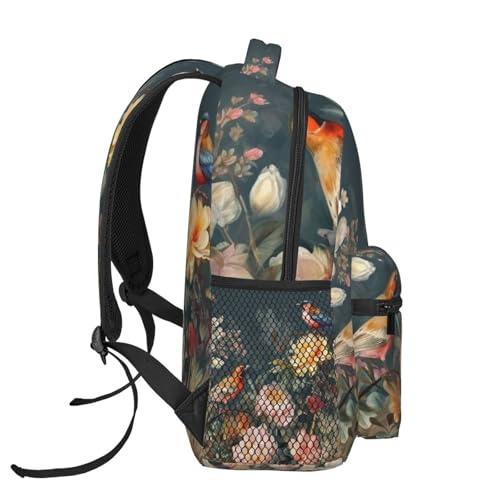 Sac à dos décontracté avec imprimé oiseaux et fleurs de haute qualité - 3