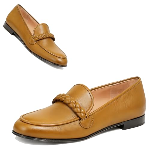 Image of MOOMMO Women Comfortable Suede Loafer Flats Round Closed Toe Slip On Penny Loafers Knitted Strap Oxford Loafer Shoes for Office Ladies Work Daily Casual Club Driver Flats Spring Elegant 4-11 M US