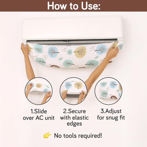 Image of HOKIPO Air Conditioner Cover for 2 Ton Split AC | Fits AC Units upto Size 110x33x31 cm | Dustproof, Waterproof & Washable Indoor Unit Cover | Nature Trees (NEW2-D2-AR5874)