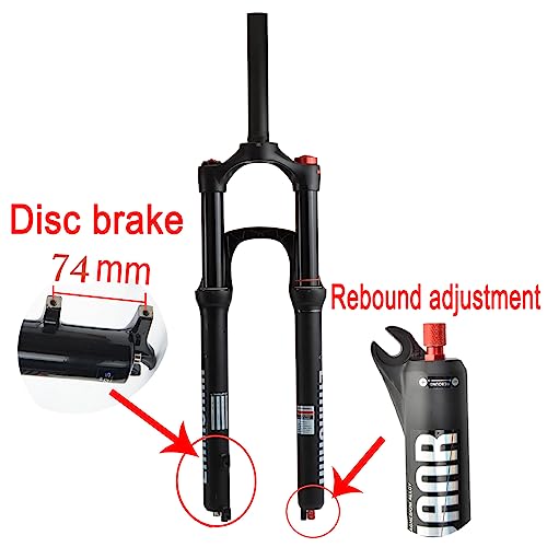 Lanxuanr 26/27.5/29 Inch Magnesium Alloy Mountain Bike Fork Rebound Adjustment,Air Supension Front Fork 100Mm Travel,9Mm Axle,Disc Brake,Matte Black (Straight Steerer - Manual Lockout, 29) #TOP4