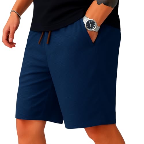 Image of Vogaan Men's Casual Slim Fit Shorts | Stylish Knee-Length Shorts with Elastic Waist | Summer Wear Short with Side Pockets for Gym Travel & Outdoor