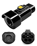 Erato Adaptador Tipo 2 a Schuko 250 V 16 A, IEC-62196 Adaptador de estación de Carga para Coche eléctrico Scooter Bicicleta Moto Bicicleta eléctrica, Color Negro