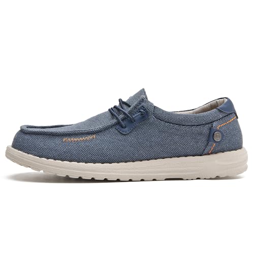 Men's Canvas Slip on Shoes Casual Hands Free Loafers Breathable Stretch Easy Walking Slip-Ons Lightweight Soft Boat Shoes2