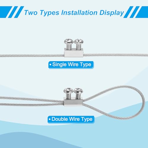 PATIKIL Braçadeira de cabo de corda de fio de 5 x 4 x 10 mm, pacote com 60 clipes de corda de fio de