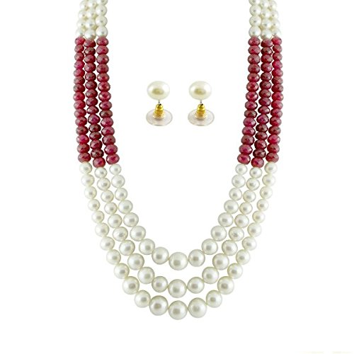 White and Red Pearl Necklace at Amazon 