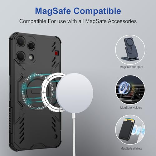 Image of Zapcase Back Case Cover for Nothing Phone 3a Lite | Magnetic Case with Built-in Metal Ring | Supports MagSafe Charger, Wallet & Car Mount | Shockproof Hybrid PC + TPU | Black