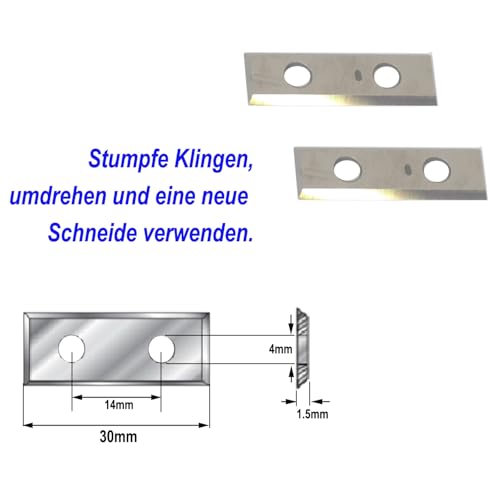 Sinoprotools Wendeplatten Wendemesser,9X30X1.5mm 4-Schneidkanten 2 Stück Ersatzklingen,für Wendeplatten Bündigfräser(als Ersatz), Austauschbare Hartmetall-Wendemesser, für Holzfräser, Hobelfräser