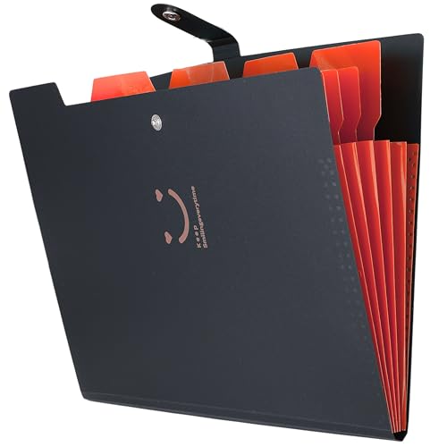 Image of SPS 5 Pocket Expanding File Folder Smile Design - Fits A4 & Letter Size Document Organizer, Accordion File Folders, File Holder for Office, School & Home Use - Orange
