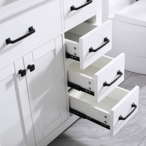 Walnest 36 Inch Free Standing Bathroom Vanity Ceramic Vessel Sink Combo Cabinet Countertop With 2 Doors Undermount Resin Sink And Chrome Faucet Combo With Mirror (White) #TOP6