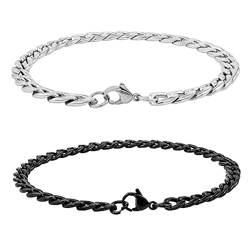 Image of Nakabh Combo of Chain Stainless Steel Wrist Bracelet for Men Boys Unisex (2220261P)