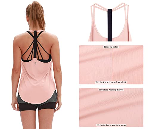 Image of icyzone Workout Tank Tops for Women - Athletic Yoga Tops, T-Back Running Tank Top(Pack of 2)