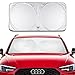 Price comparison product image Lambony Windscreen Sunshade, Front Windshield Shades Block UV Ray Visor Protector Sun Reflector, Flexible Size for SUV, Truck, Car Big or Small, Silver 150x70 cm