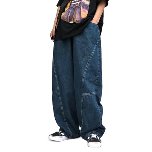 Mens Teen Boys Super Baggy Jeans Mid Rise Wide Leg Hip Hop