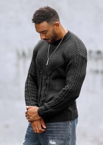 Men's Pullover Long Sleeve Crewneck Knitted Sweater3