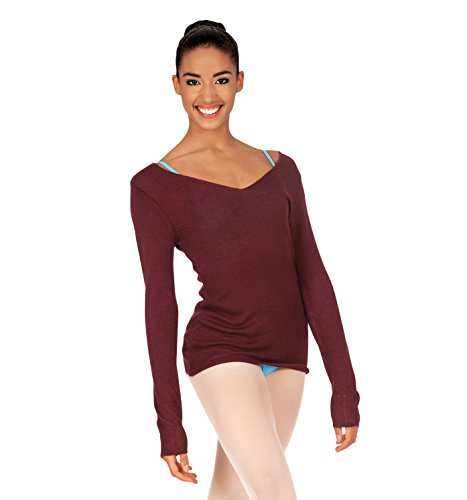 Bloch Women's Celine V-Neck Long Sleeve Top M Burgundy