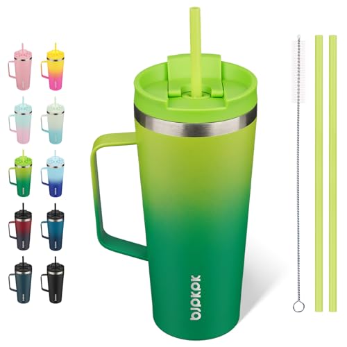 Image of BJPKPK 22oz Insulated Tumbler with Handle, Lid & Straw, Stainless Steel