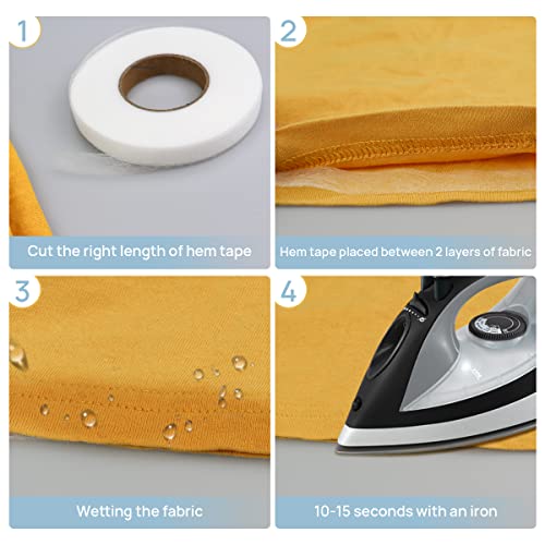 140 yards iron on hemming tape 2 rolls 059 inch hem tape no sew iron on tape for hemming stitch witchery tape sewing tape fusible tape adhesive wonder web for curtain pants clothes