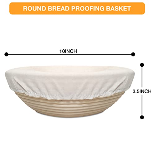Lithos Bread Proofing Basket - 10 Inch Round Banneton Baskets Kit - Splinter-Free, Non-Stick Surface, Cloth Liners Accessories - Bake Bread Gifts For Home Bakers #TOP1