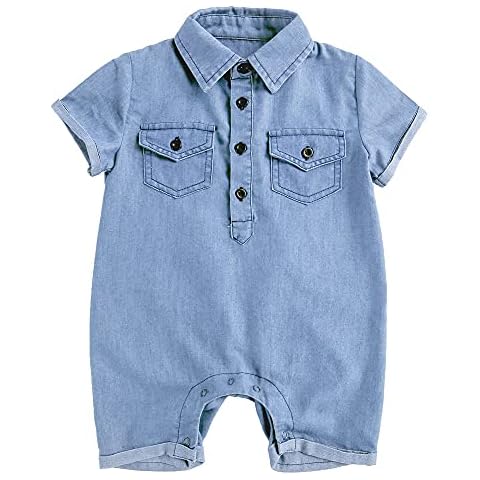 Y·J Back Home Baby Boy Denim Romper Cover