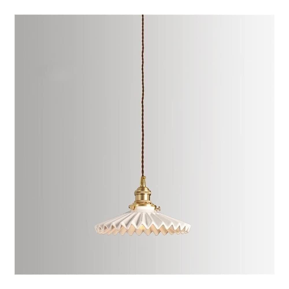 Lustre japonais plissé pour plafond bas suspension réglable céramique et cuivre