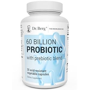 Dr. Berg 60 Billion Probiotic Supplement – Pre and Probiotics for Digestive Health, Occasional Constipation, Diarrhea, Gas & Bloating* – for Women & Men – 30 Probiotic Capsules