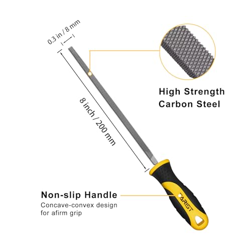 TARIST 8 inch Square Metal File, Professional Carbon Steel File, Tool Sharpener for Professionals and DIY 2 TARIST 8 inch Square Metal File, Professional Carbon Steel File, Tool Sharpener for Professionals and DIY - Image 2