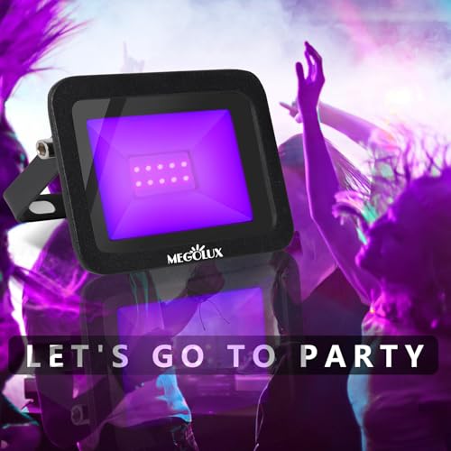 Image of 395nm 10W LED Black Light with Plug and Switch, 4.9ft Power Cord, IP66 Waterproof Blacklight is Used for Indoor or Outdoor Glow Party, Stage Lighting,Body Paint, Fluorescent Poster