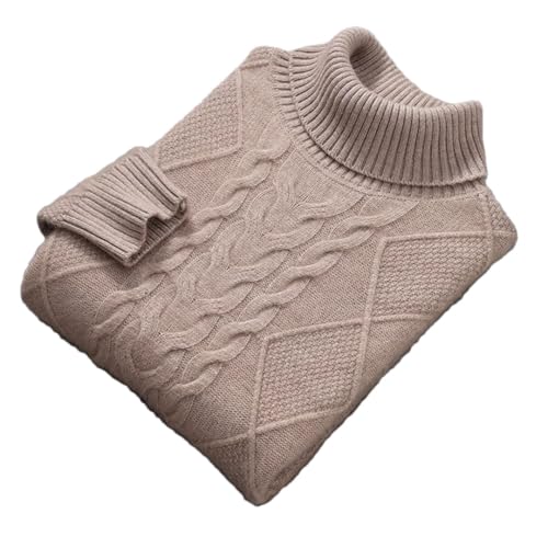 Men’S Thick Cashmere Turtleneck Pullover Sweater Cable Knit Warm Casual Business Style Long Sleeve Jumper Top