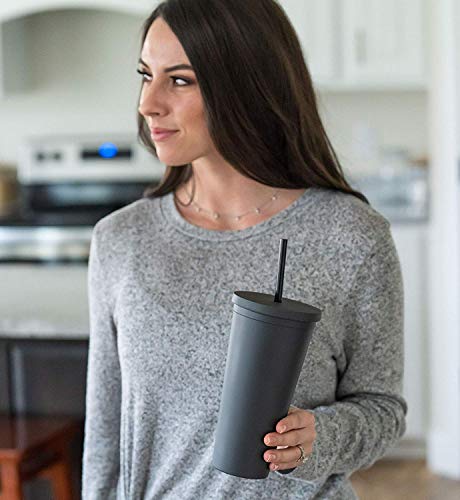 Tumblers With Lids (4 Pack) 22Oz Pastel Colored Acrylic Cups With Lids And Straws | Double Wall Matte Plastic Bulk Tumblers With Free Straw Cleaner! Vinyl Customizable Diy Gifts #TOP4