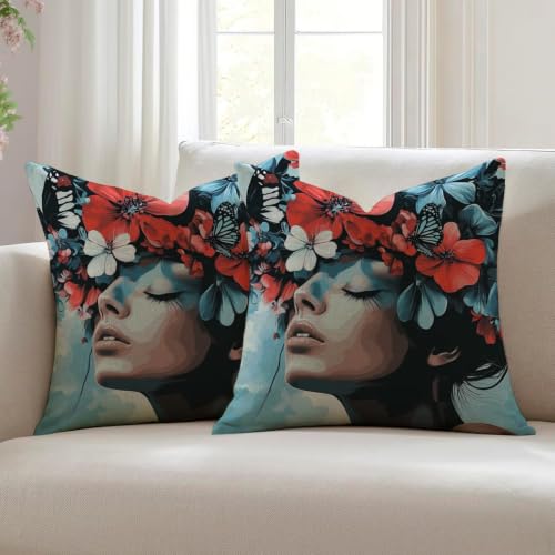 Housse coussin 50x50 cm lot de 2 en lin résistant à l'eau L#1413 - 3