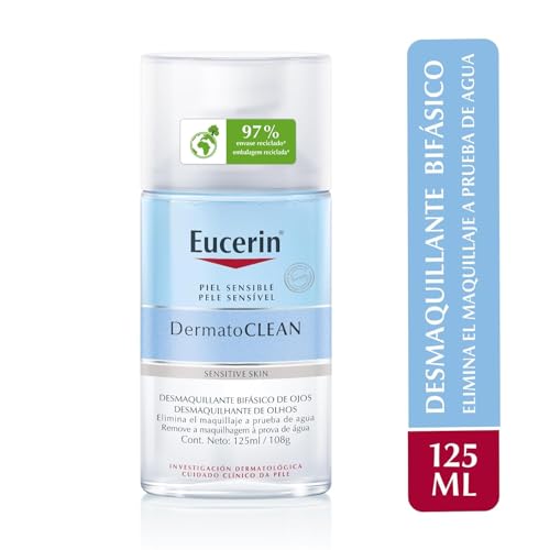 Eucerin DermatoCLEAN Desmaquillante Micelar para ojos (125 ml), limpiador de cara resistente al agua, fórmula bifásica no grasa que no deja residuos, cuidado facial de mujer para pieles sensibles - imagen 8