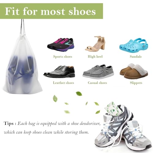 6 PCS Extra Larg Clear Shoe Bags for Travel, 3 Pcs 13.8" x 17.7" & 3 Pcs 11.8" x 15.7" Drawstring Travel Shoe Bags for Compression Packing, Road Trip Cruise Travel Essentials Shoe Storage Bag3