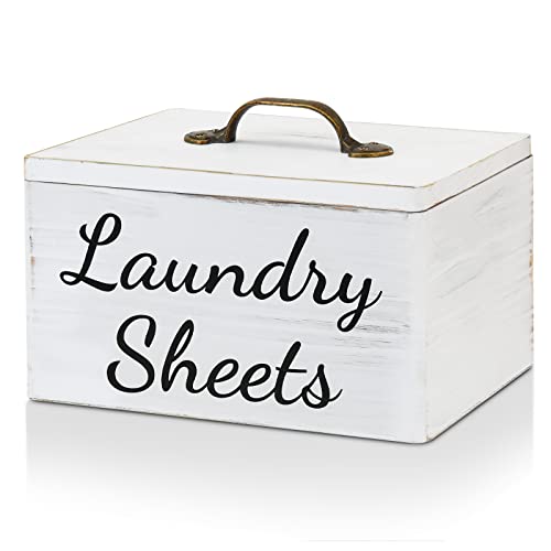 Laundry Dryer Sheet Dispenser/Holder With Lid For Laundry Room Decor, Wooden Fabric Softener Dispenser Detergent Holder, Dryer Sheet Container For Organization Storage #TOP7