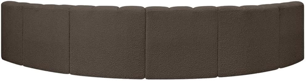BOWERY HILL Contemporary Modular Sectional Sofa, 151" W x 61" D x 30" H, Brown Boucle Fabric Upholstery, Deep Channel Tufting, Versatile Living Room Seating with Attachment Latch for Custom