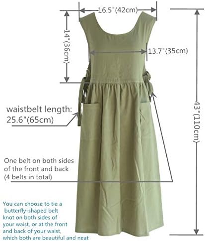 Miniatura 7 de Delantal con pechera de cintura ajustable, delantal de mezcla de algodón suave con bolsillos (verde claro)