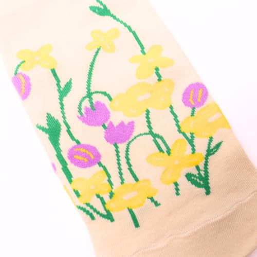 Image of THELA GAADI 100% Combed Cotton Funky Printed Socks for Girls & Women, Cute & Quirky Low Cut Ankle Length Socks, Odour Free, Breathable, Free Size, Pack of 2 Pairs