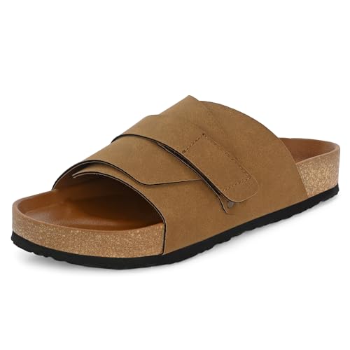 Image of Centrino Mens Cushion Sliders /Slippers| | Open Toe Design |Berkin-Style Slip-On Sandals | Lightweight & Comfortable | Arch Support | On-Grip Sole | Casual Outdoor Wear (6865)