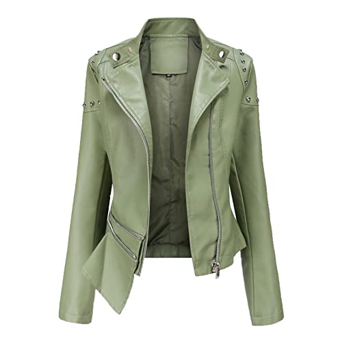 Manteau de motard à manches longues avec col montant zippé