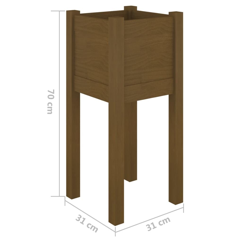 Pflanzkübel aus massivem Kiefernholz in Honigbraun 31 x 31 x 70 cm für Balkon Terrasse Garten und Fensterbank, wetterbeständig für Blumen Kräuter Gemüse und Outdoor Einsatz