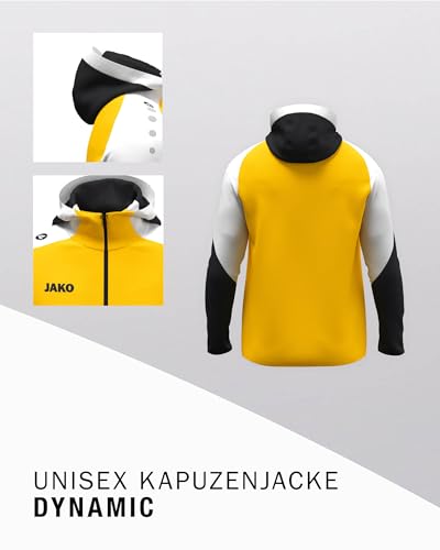 JAKO Unisex Kapuzenjacke Dynamic, gelb/weiß/schwarz, XXL – Ansicht 4