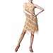 Ballroom Outfits for Women, Women’s 1920s Great Gatsby Flapper Dresses Sparkly Sequins Tassels Fringe Skirt Latin Dance Costume 20s Roaring Dress Up Party Formal Wedding Halloween Gown Gold XXL