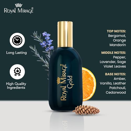 Image of Royal Mirage Gold Eau De Cologne | Long-Lasting Fragrance | Everyday Elegance | Citrus, Spicy & Woody Notes | Affordable Luxury | Elegant & Sophisticated Scent | Unisex EDC | 120ml